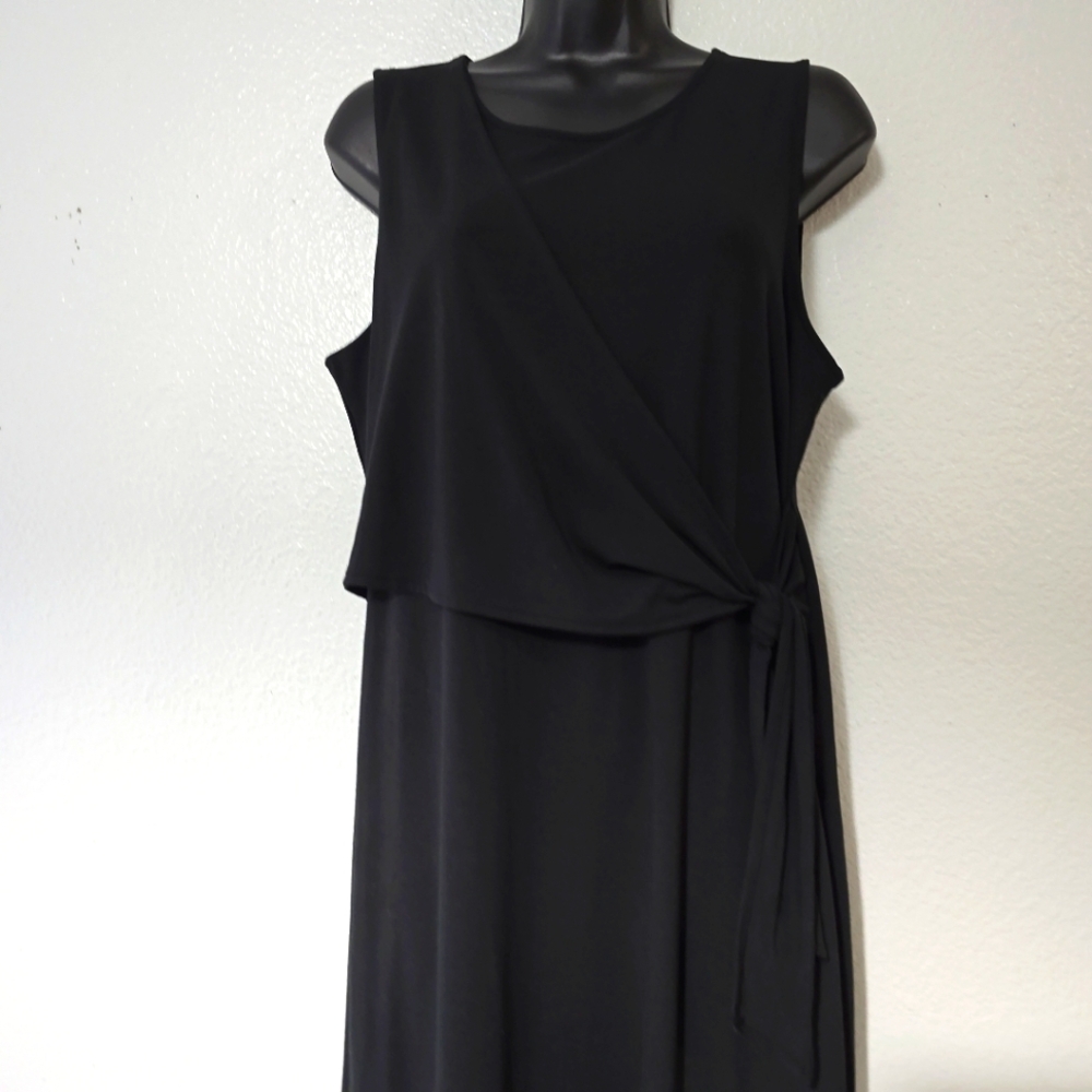 J.Jill Wearever Collection Tie-Waist Elegant Black Sleeveless Dress Size Medium - Picture 10 of 15